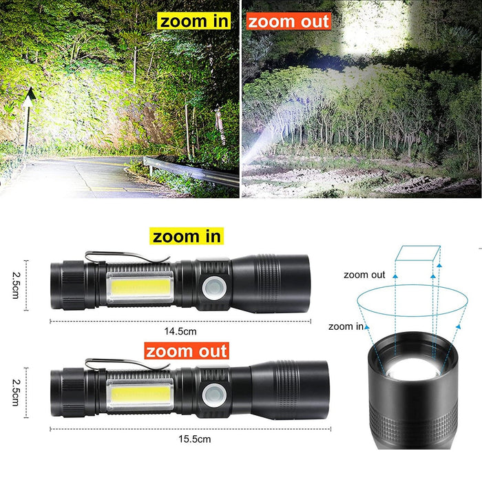 Danoz Direct - 7 Modes Waterproof Rechargeable UV Light Flashlight Torch for Camping