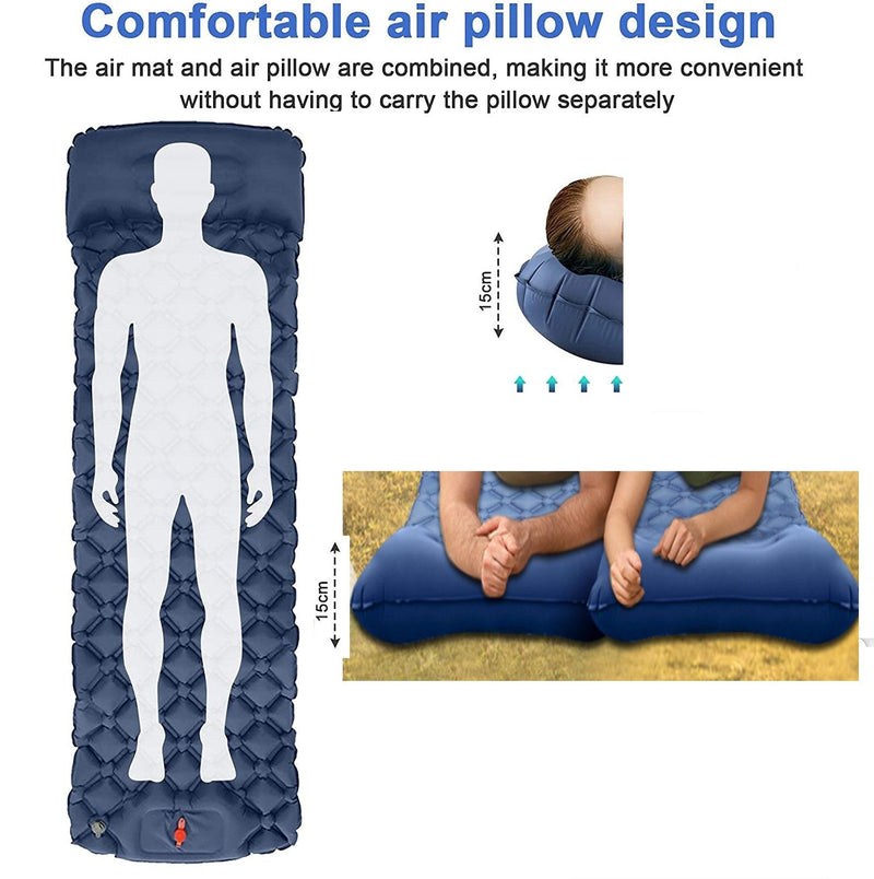 Danoz Direct - Ultralight Inflatable Camping Sleeping Pad with Pillow for Travelling and Hiking