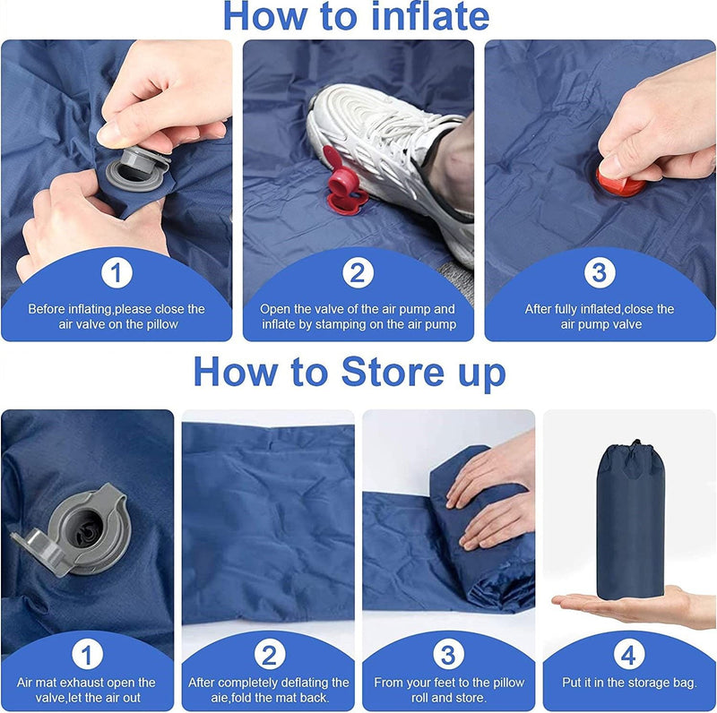 Danoz Direct - Ultralight Inflatable Camping Sleeping Pad with Pillow for Travelling and Hiking