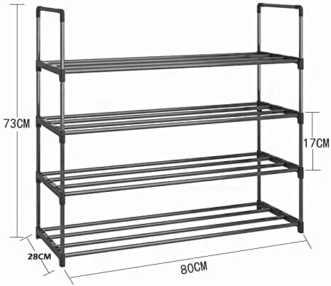 Danoz Direct - 4-Tier Stainless Steel Shoe Rack Storage Organizer to Hold up to 20 Pairs of Shoes (80cm, Black)