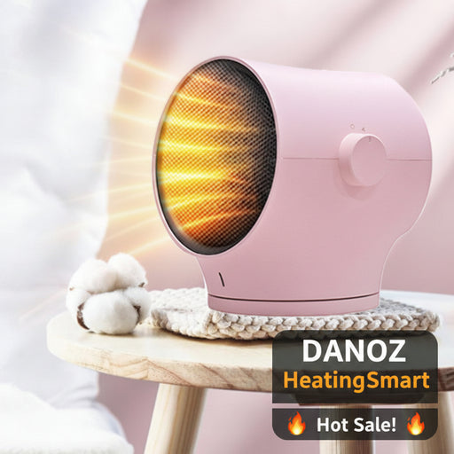 Danoz Heaters pink ceramic on a bedside table