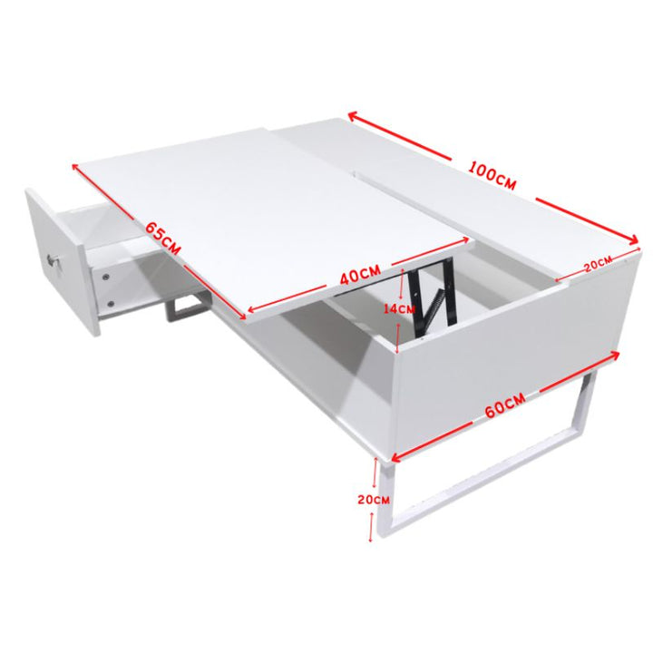 Danoz Direct - Lift Up White Coffee Table With Storage - Super Deal