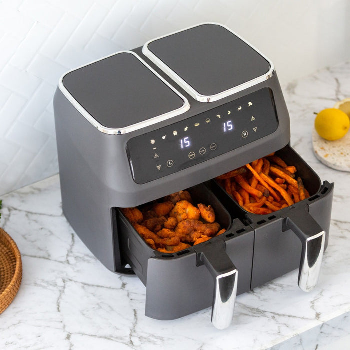 Danoz Direct 🎯Kitchen Smart - 8L Dual Zone Digital Air Fryer with 200C, 10 Cooking Programs