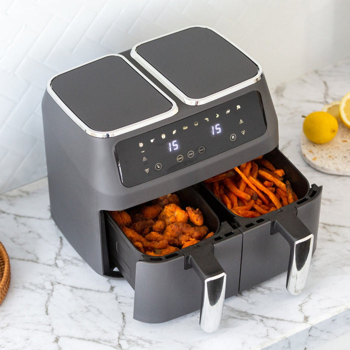 The ultimate kitchen companion - Danoz Direct's 8L Dual Zone Digital Air Fryer! With its 200C temperature and 10 cooking programs