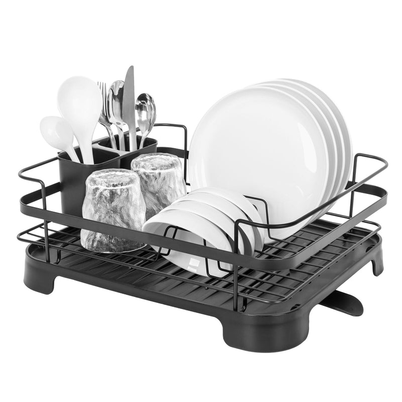 Danoz Kitchen - Steel Frame Dish Drying Rack Durable Steel Frame, Removable Utensil Holder, Compact Size for Small Kitchens & Apartments