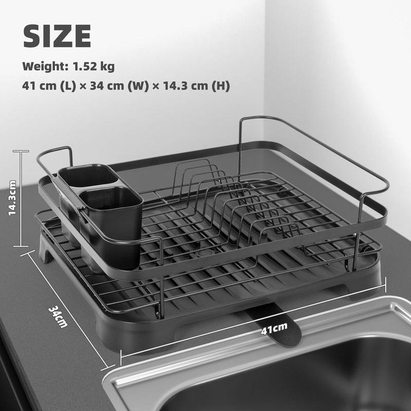 Danoz Kitchen - Steel Frame Dish Drying Rack Durable Steel Frame, Removable Utensil Holder, Compact Size for Small Kitchens & Apartments
