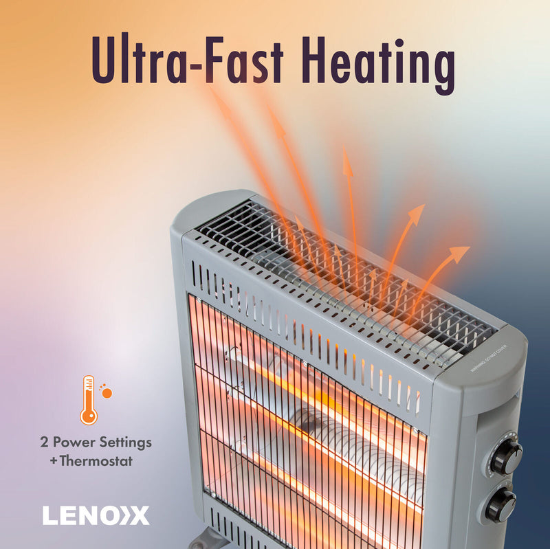 Danoz Direct - 2200W Quartz Infrared Radiant Heater with Adjustable Thermostat and 2 Power Settings