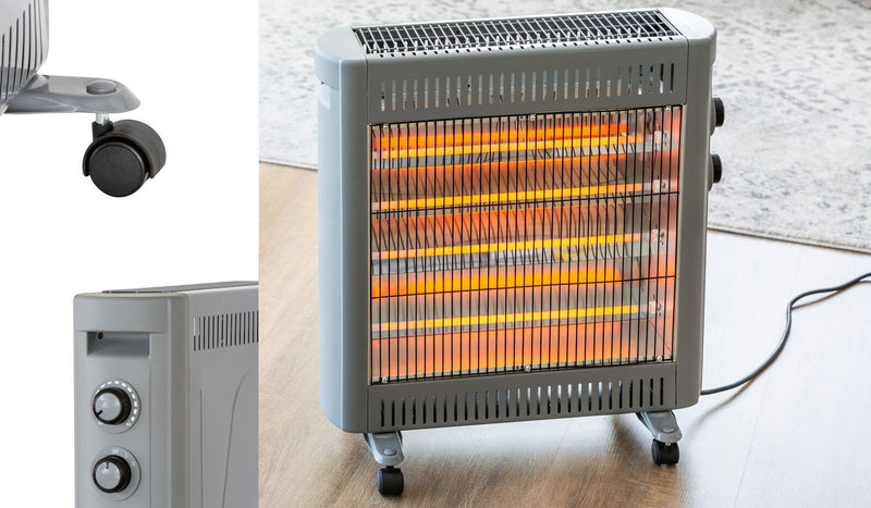 Danoz Direct - 2200W Quartz Infrared Radiant Heater with Adjustable Thermostat and 2 Power Settings