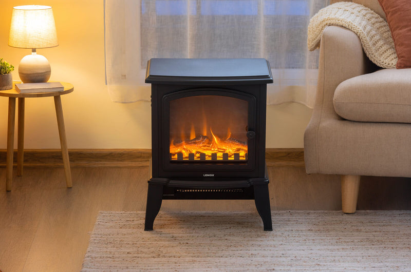 Danoz HeatingSmart - Electric 1000W to 2000W Fireplace Heater with Realistic Log Flame Display
