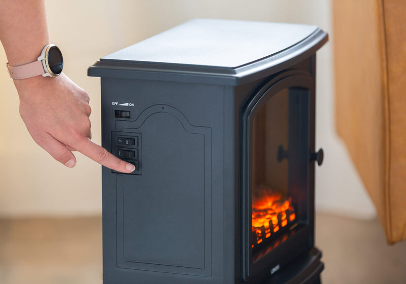 Danoz HeatingSmart - Electric 1000W to 2000W Fireplace Heater with Realistic Log Flame Display