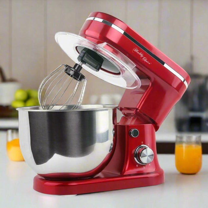 Danoz Kitchen 🧑‍🍳🥘 1200W Mix Master 5L Kitchen Stand (Red) w/ Bowl/ Whisk/ Beater.