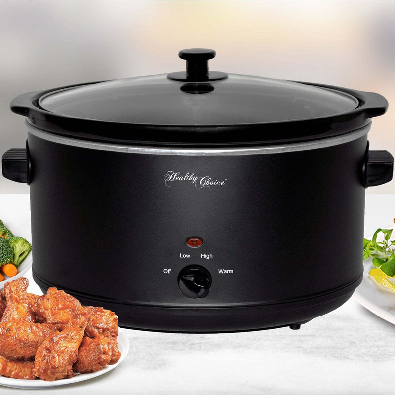 Danoz Direct - 8L Slow Cooker (Black) Large Capacity Ceramic Pot, 300W