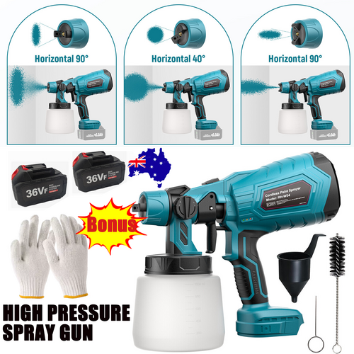 High pressure spray gun with attachments and gloves on a white background