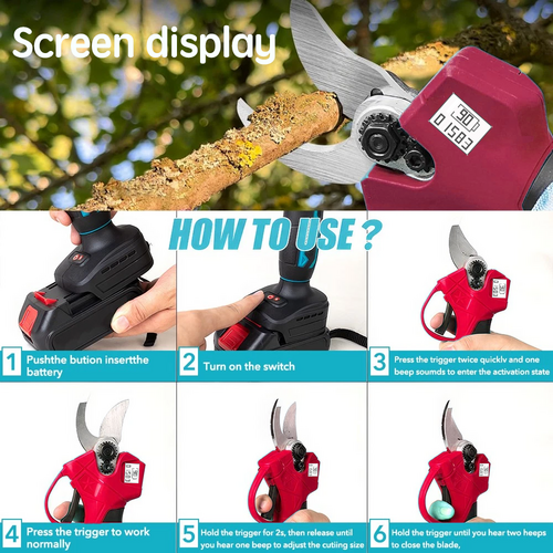 Danoz ToolSmart - 30mm Electric Pruning Shears with 2 Batteries, Cordless Brushless Secateur For Makita 18V Battery