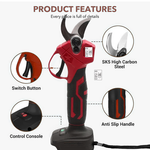 Danoz ToolSmart - 30mm Electric Pruning Shears with 2 Batteries, Cordless Brushless Secateur For Makita 18V Battery