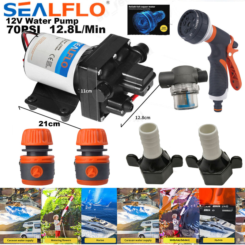 Danoz Camping ⛺ 12V SEALFLO Water Pump High Pressure Self-priming rv Camping Boat 70PSI 11.3L/M