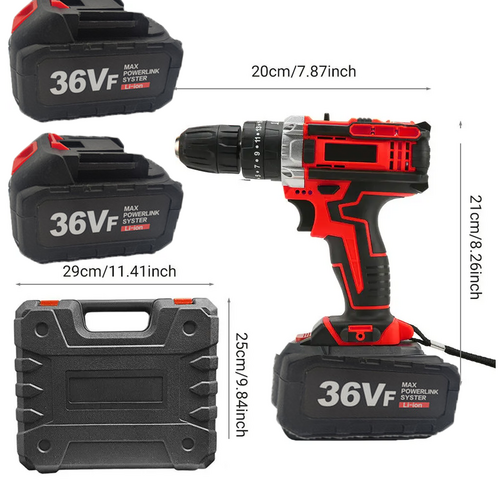 Danoz ToolSmart - Cordless Drill w/2 Battery Heavy Duty Impact Driver Kit Brushless Hammer Set