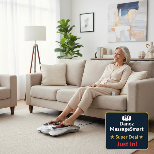 Foot massager with remote control on a white background