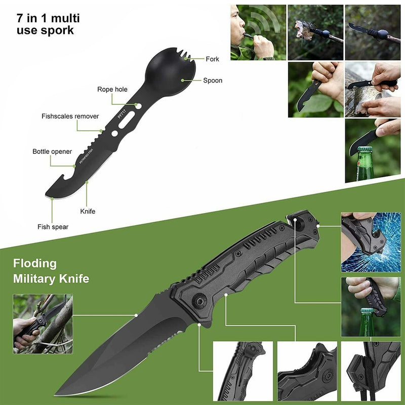 Danoz Direct - Tactical Emergency Survival Kit Outdoor Sports Hiking Camping SOS Tool Equipment