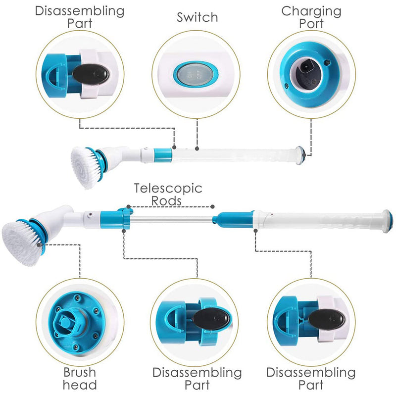 Danoz TurboScrub - Experience effortless cleaning with this advanced USB rechargeable cordless spin scrubber. Engineered with powerful turbo-spin technology