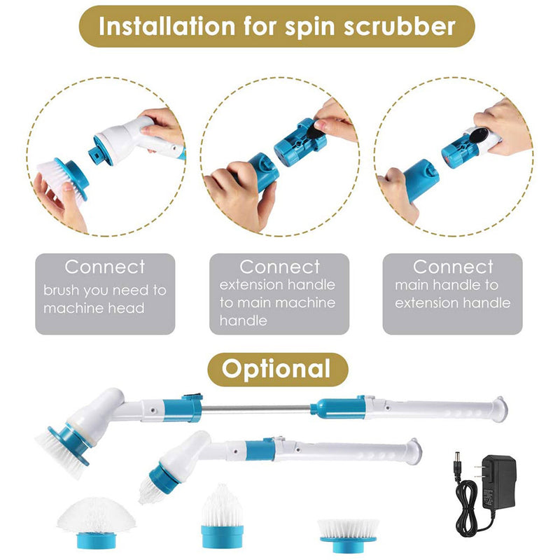 Danoz TurboScrub - Experience effortless cleaning with this advanced USB rechargeable cordless spin scrubber. Engineered with powerful turbo-spin technology