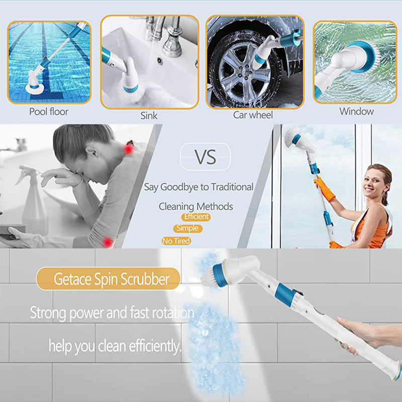 Danoz TurboScrub - Experience effortless cleaning with this advanced USB rechargeable cordless spin scrubber. Engineered with powerful turbo-spin technology