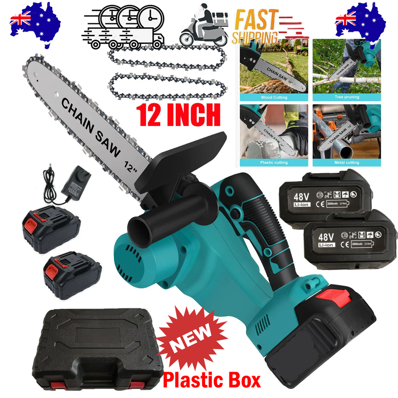 Danoz ToolSmart 12" Brushless Cordless Electric Chainsaw 🪥 | 2 Batteries & 2 Chains Included | 8000RPM | Tool-Free Chain Tension | Makita 18V Compatible | Lightweight & Ergonomic!