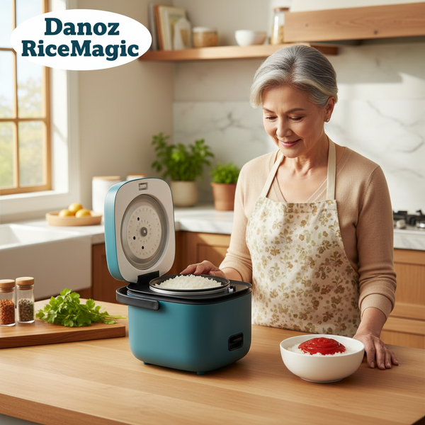 Danoz CookSmart Mini Rice Cooker 🍚✨ | Perfect Rice Every Time for 1-2 People! | 1.2L | Non-Stick | Portable | Steamer Included