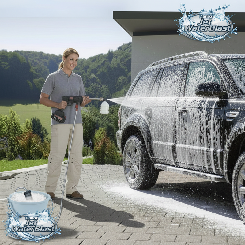 Ultimate convenience and power with Danoz Jet WaterBlast - 88V Cordless Electric High Pressure Washer! Incl. 2 Batteries.