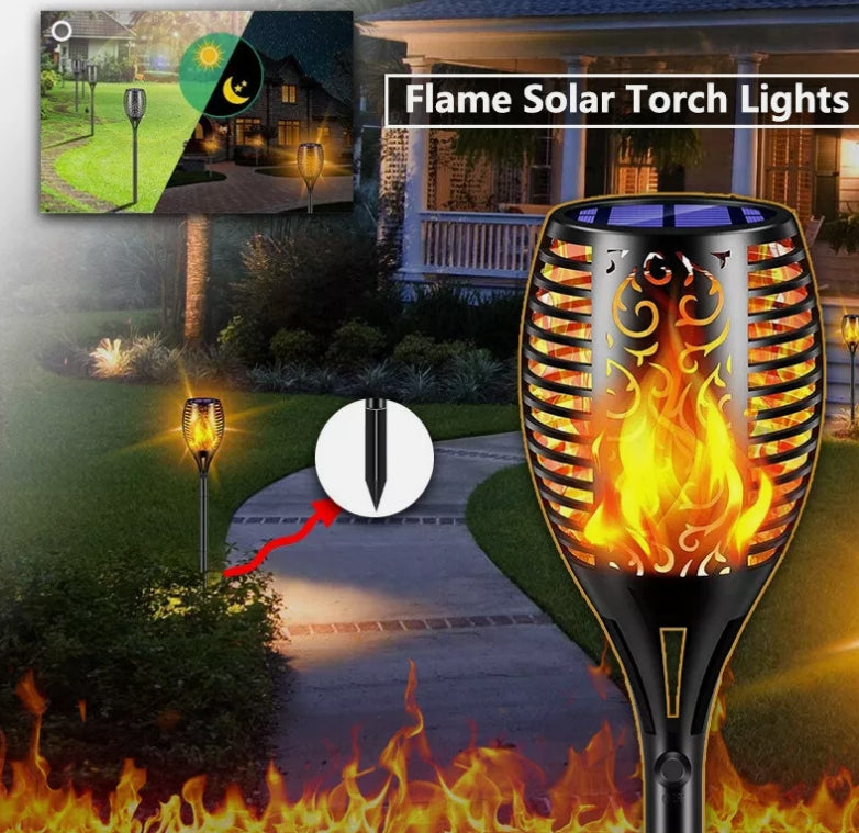 Danoz Direct - Solar Outdoor Lights Decorative Torch Light Garden Path Decoration LED Camping Ornaments