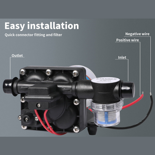 Danoz Direct - 12V Caravan Water Pump High Pressure Self-priming rv Camping Boat 70PSI 20.8L/M