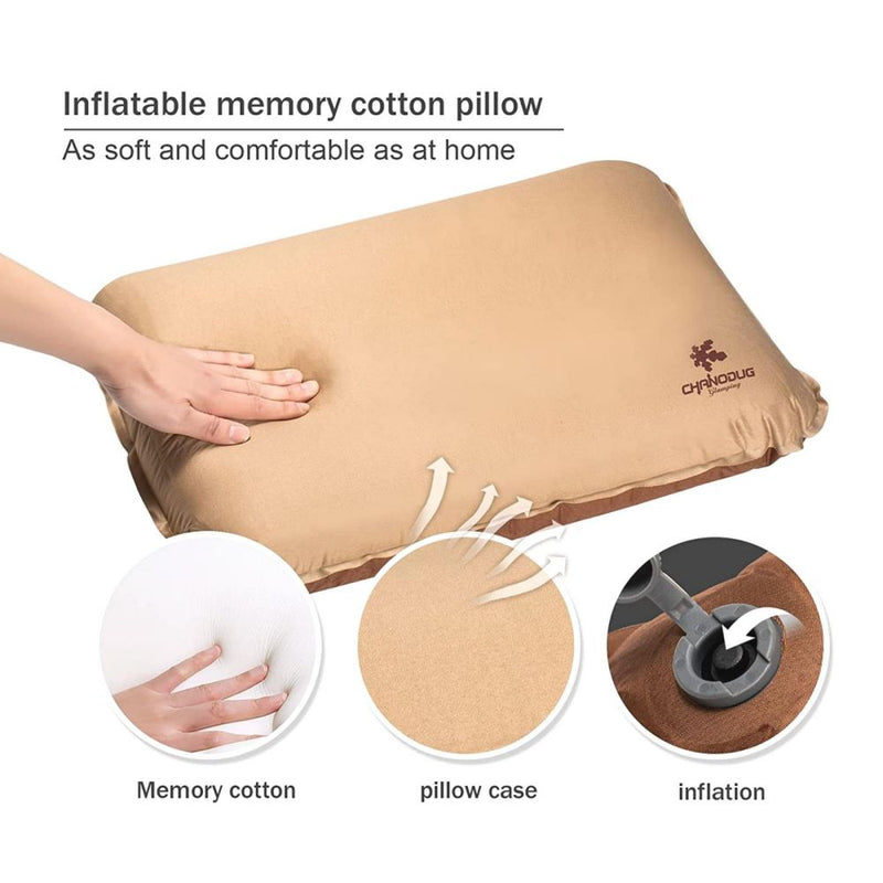 Danoz Direct - Self Inflating Camping Pillow with Ergonomic 3D Support - Gold