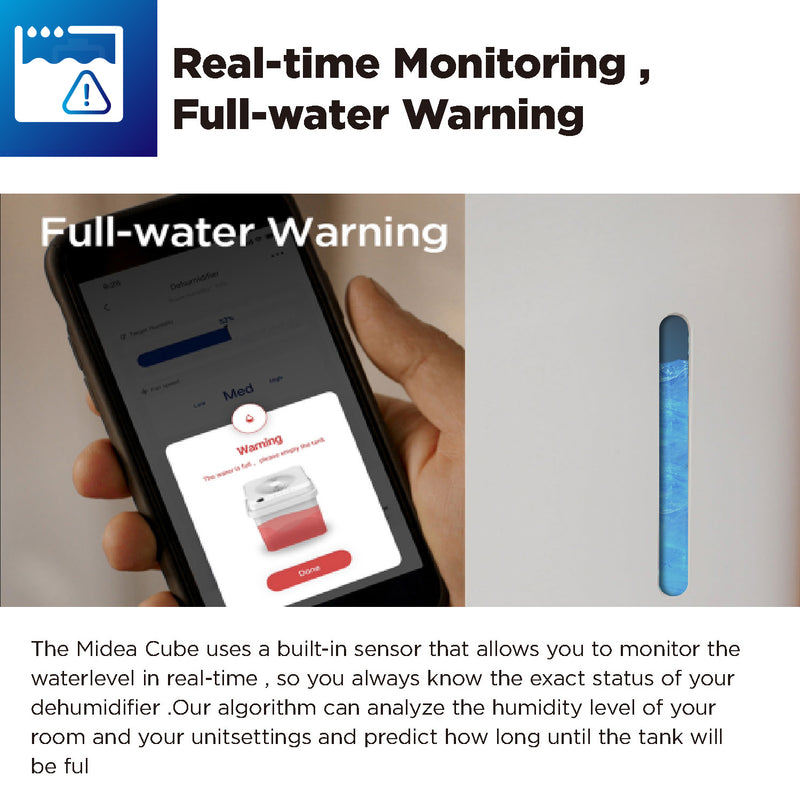 Danoz Direct - Midea Cube dehumidifier with smart wi-fi, 12L tank for up to 20L per day dehumidification MDDM20