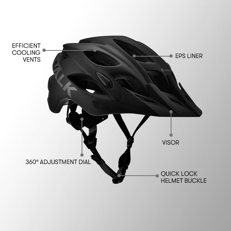 Danoz Direct - VALK Mountain Bike Helmet Small 54-56cm Bicycle MTB Cycling Safety Accessories