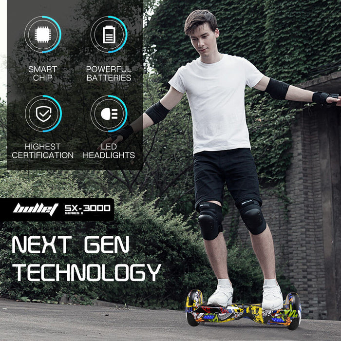 Danoz Sports - BULLET Electric Hoverboard Scooter 6.5 Inch Wheels, Colour LED Lighting, Carry Bag, Gen III Hiphop design - Incl. Delivery