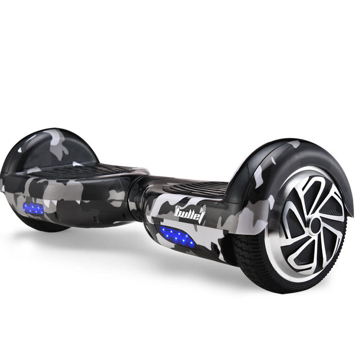 Danoz Sports - BULLET Electric Hoverboard Scooter 6.5 Inch Wheels, Colour LED Lighting, Carry Bag, Gen III Camo Grey - Incl. Delivery