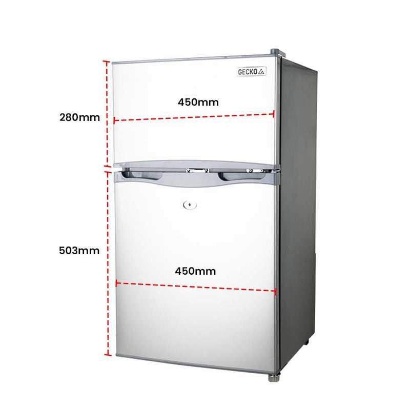Danoz Direct - GECKO 95L Portable Fridge Freezer Camping Motorhome Caravan Upright Fridges 12V/24V/240V, Silver