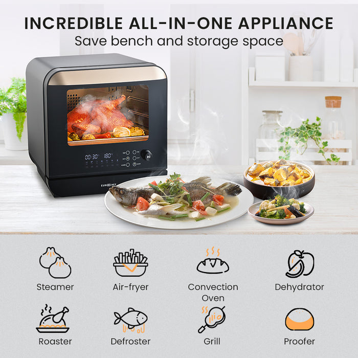 Danoz Direct 🎯Kitchen Smart - EUROCHEF 18L 9-in-1 Combi Steam Oven and Air Fryer, Black