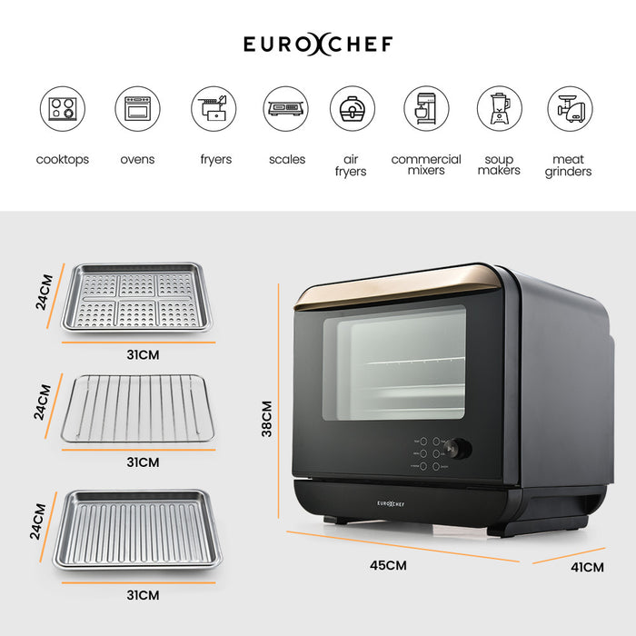 Danoz Direct 🎯Kitchen Smart - EUROCHEF 18L 9-in-1 Combi Steam Oven and Air Fryer, Black