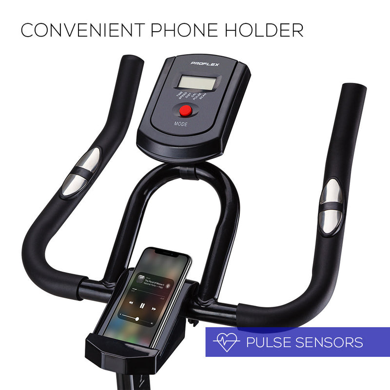 Danoz Direct - PROFLEX Spin Bike Flywheel Commercial Gym Exercise Home Fitness Grey