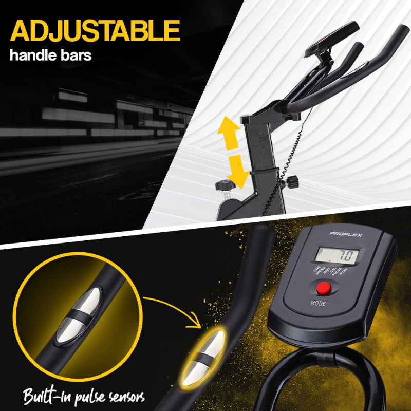 Danoz Direct - PROFLEX Commercial Spin Bike Flywheel Exercise Fitness Home Gym Yellow