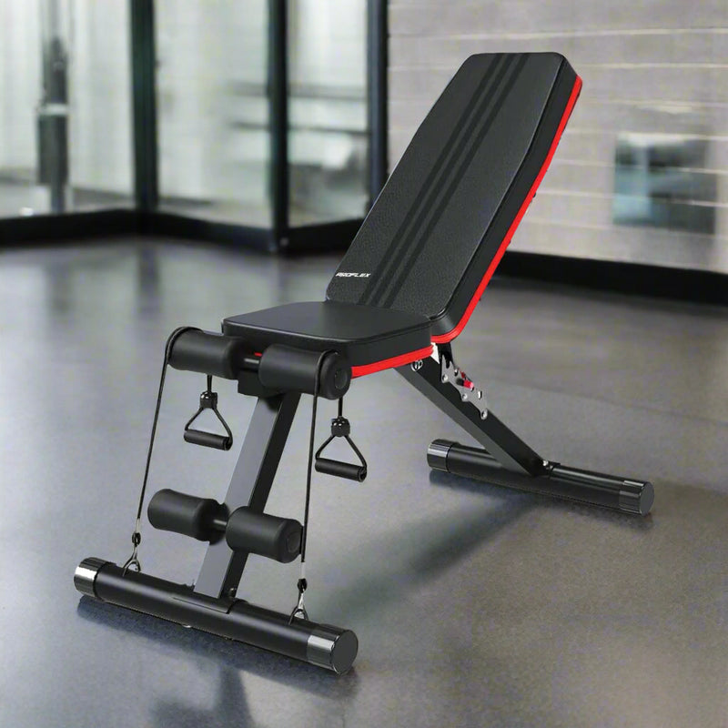 Danoz Direct - PROFLEX Weight Bench Workout Gym Press Adjustable Lifting Fitness Folding Bands