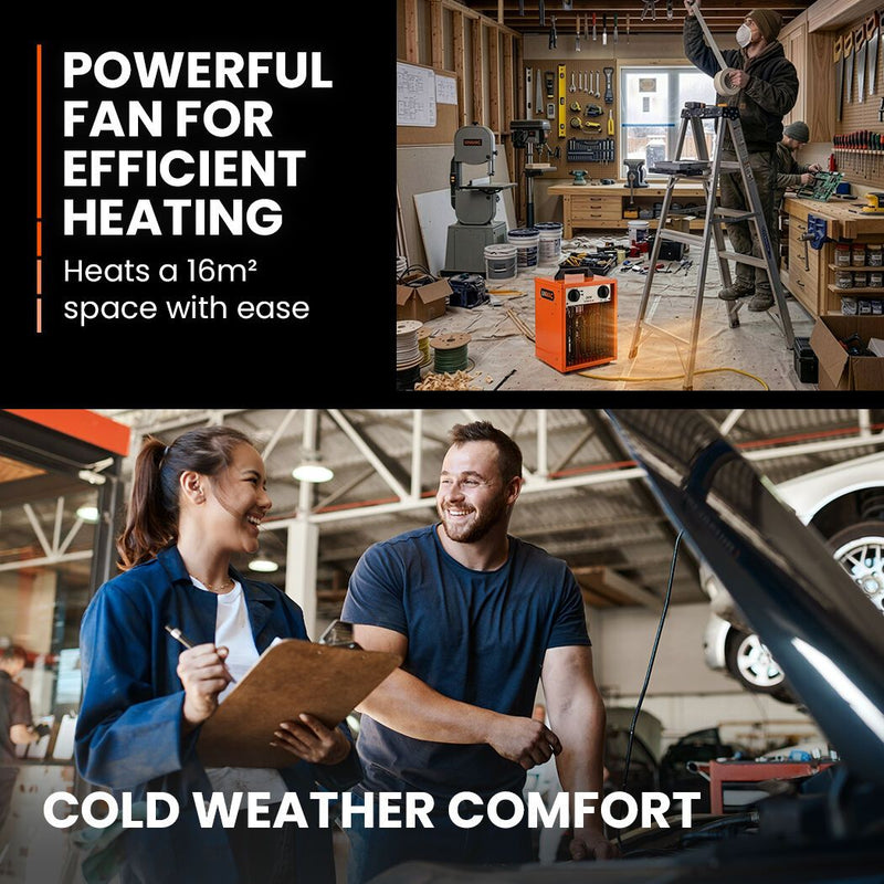 Danoz HeatingSmart 🔥 Unimac 2kW Industrial Fan Heater | Compact Box Design for Workshop & Garage