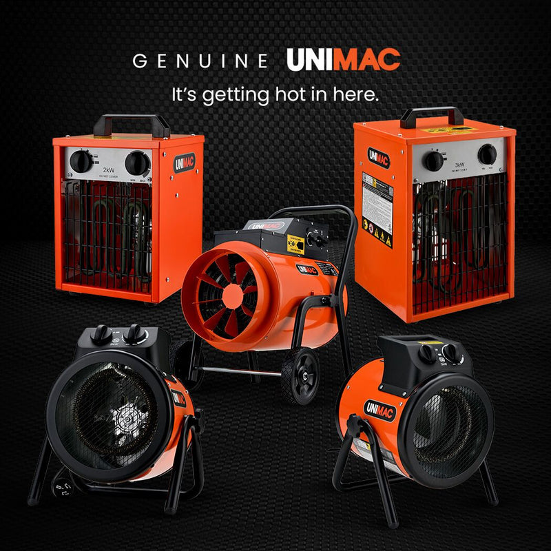 Danoz HeatingSmart 🔥 Unimac 2kW Industrial Fan Heater | Compact Box Design for Workshop & Garage