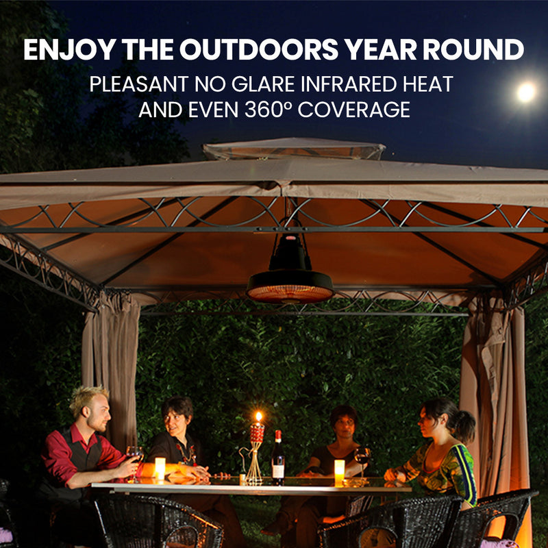 Danoz Direct - THERMOMATE 1500W Hanging Outdoor Electric Patio Heater, Radiant Carbon Fiber Element, with Remote Control