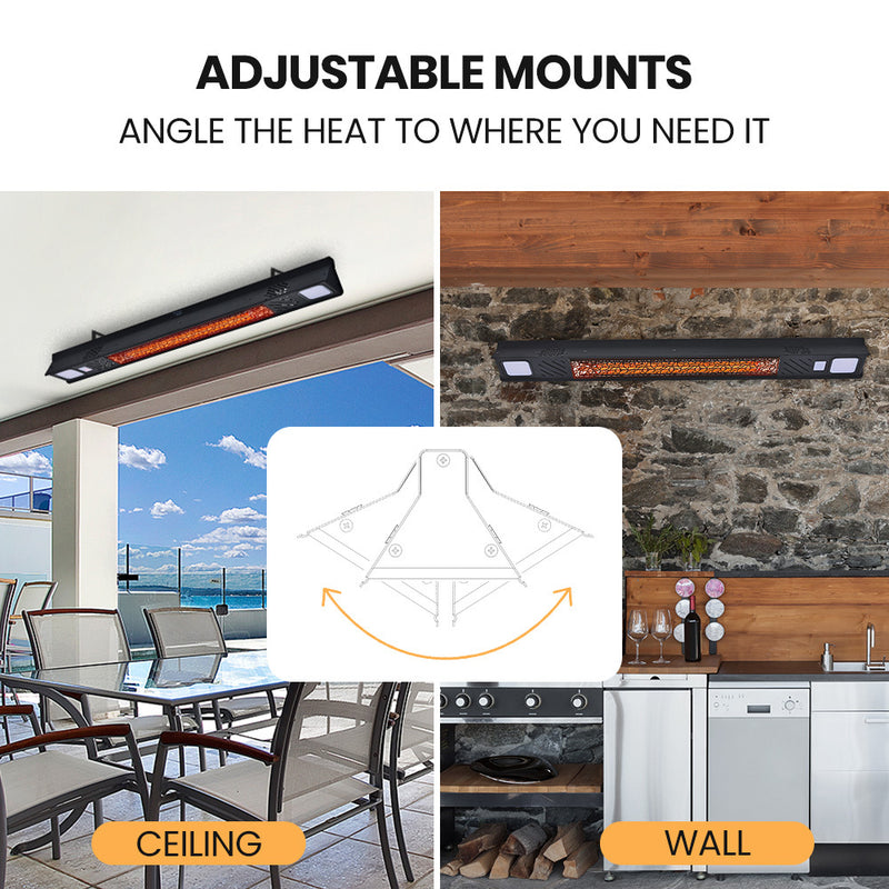 Experience efficient warmth outdoors with Danoz Direct THERMOMATE 2000W Electric Outdoor Strip Heater. Featuring a durable carbon fiber heating element