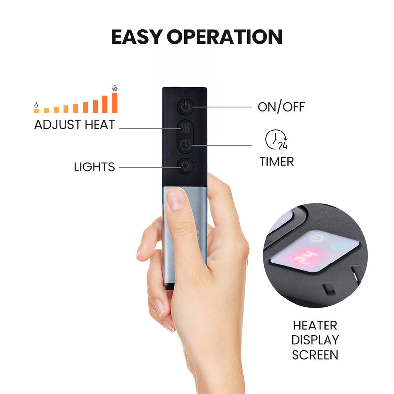 Experience efficient warmth outdoors with Danoz Direct THERMOMATE 2000W Electric Outdoor Strip Heater. Featuring a durable carbon fiber heating element