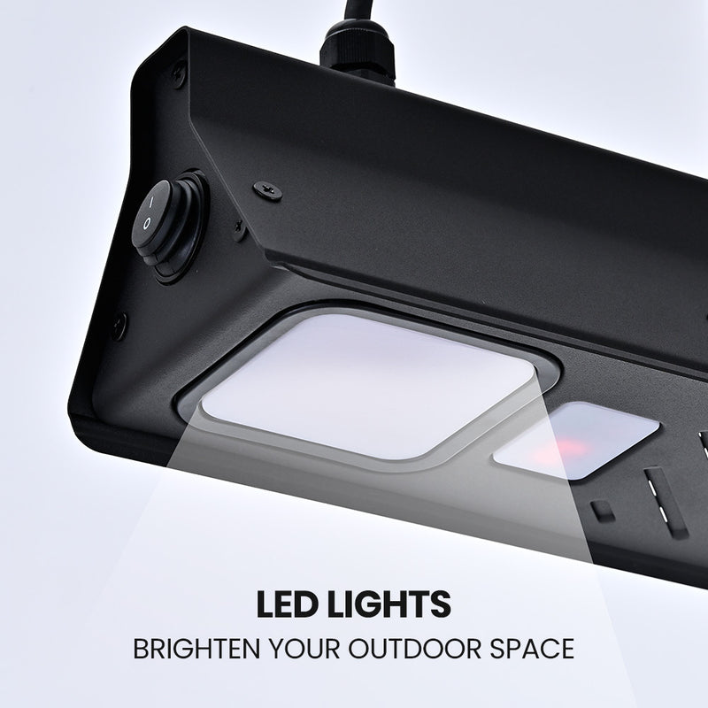 Experience efficient warmth outdoors with Danoz Direct THERMOMATE 2000W Electric Outdoor Strip Heater. Featuring a durable carbon fiber heating element