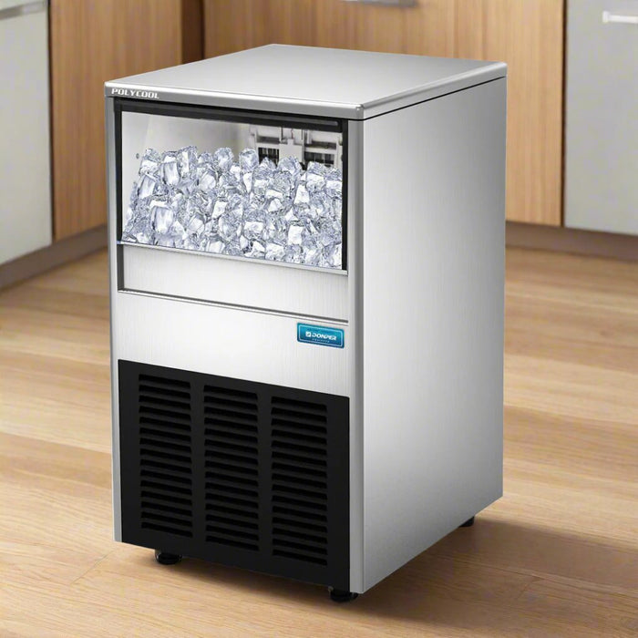 Danoz Appliances - POLYCOOL 60KG/24H Commercial Automatic Ice Cube Maker, Stainless Steel Machine, Undercounter Design