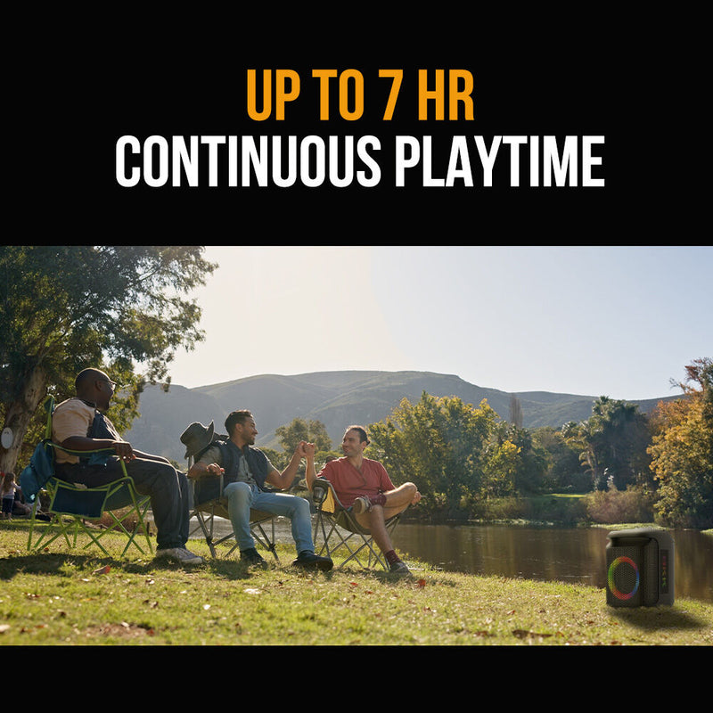 Danoz Direct - M&B Portable Splash Proof 80W Bluetooth Party Speaker, IPX4, TWS Pairing, Multi-Input, Lithium Battery, RGB, USB Charging